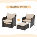 EROMMY 5 Pcs Outdoor Wicker Chair Set with Ottomans and Coffee Table, Khaki-Erommy